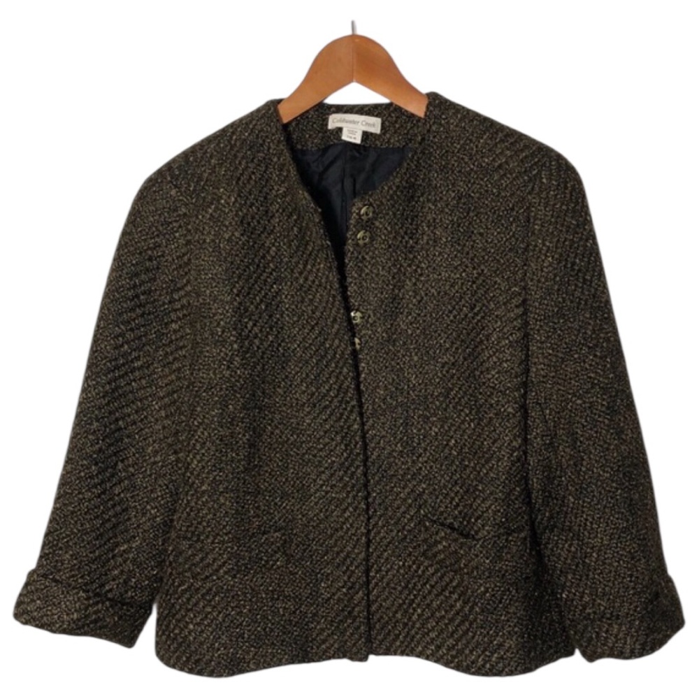 Coldwater Creek Wool Blend Textured Tweed Jacket Womens S
